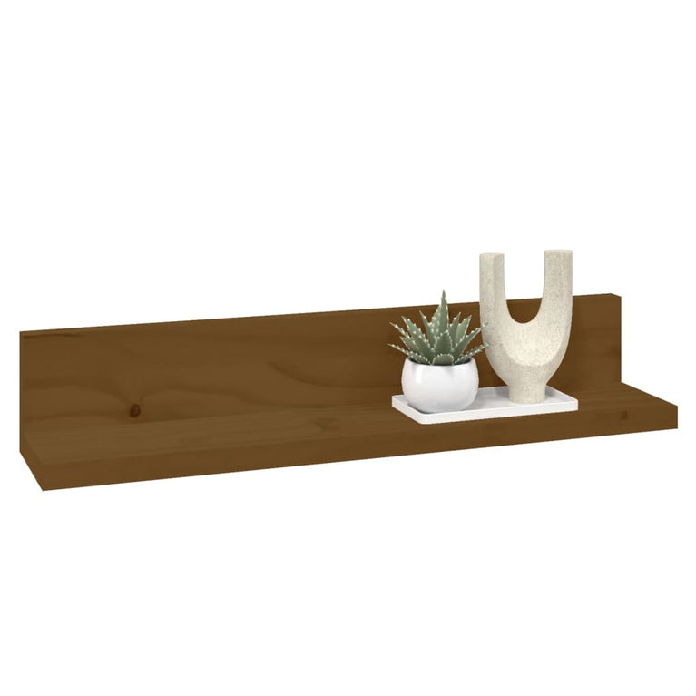 Wandkasten 2 st 50x11x9 cm massief grenenhout honingbruin MeubelReus