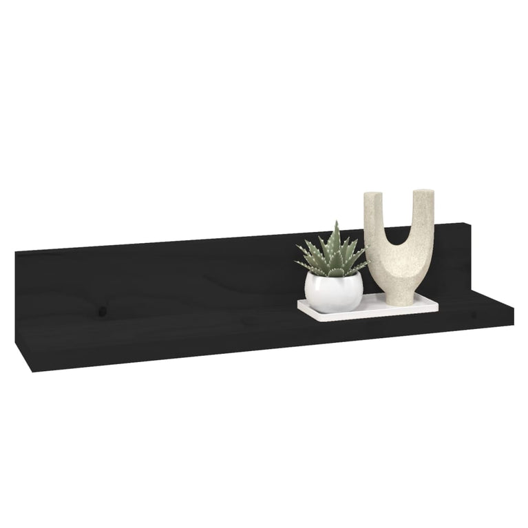 Wandkasten 2 st 50x11x9 cm massief grenenhout zwart MeubelReus