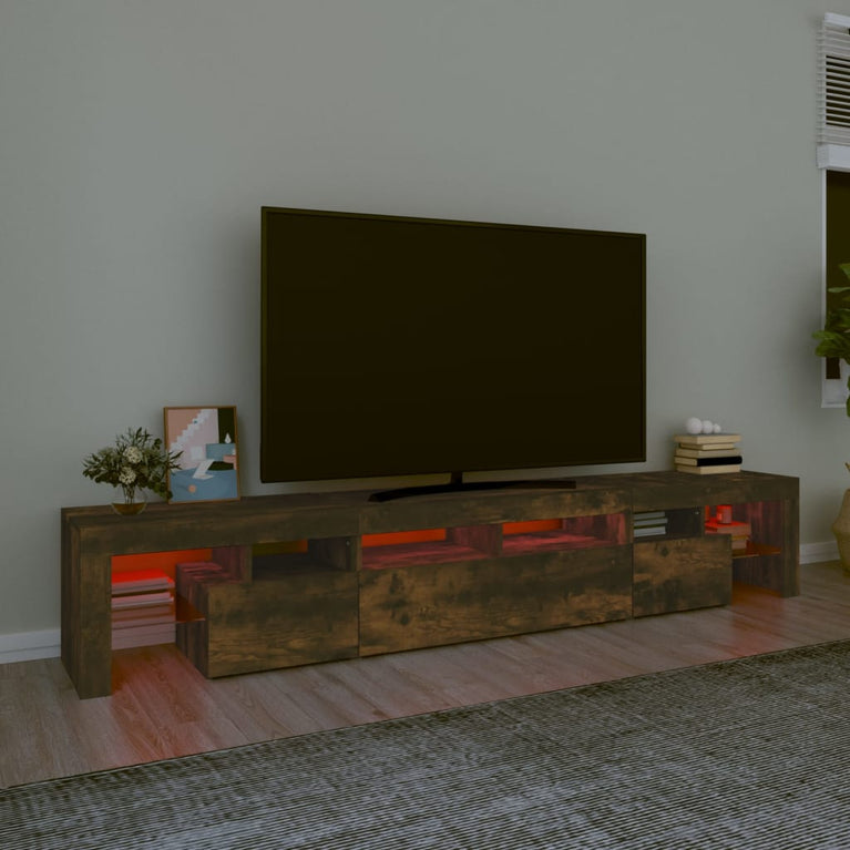 Tv-meubel LED-verlichting 230x36,5x40 cm gerookt eikenkleurig MeubelReus
