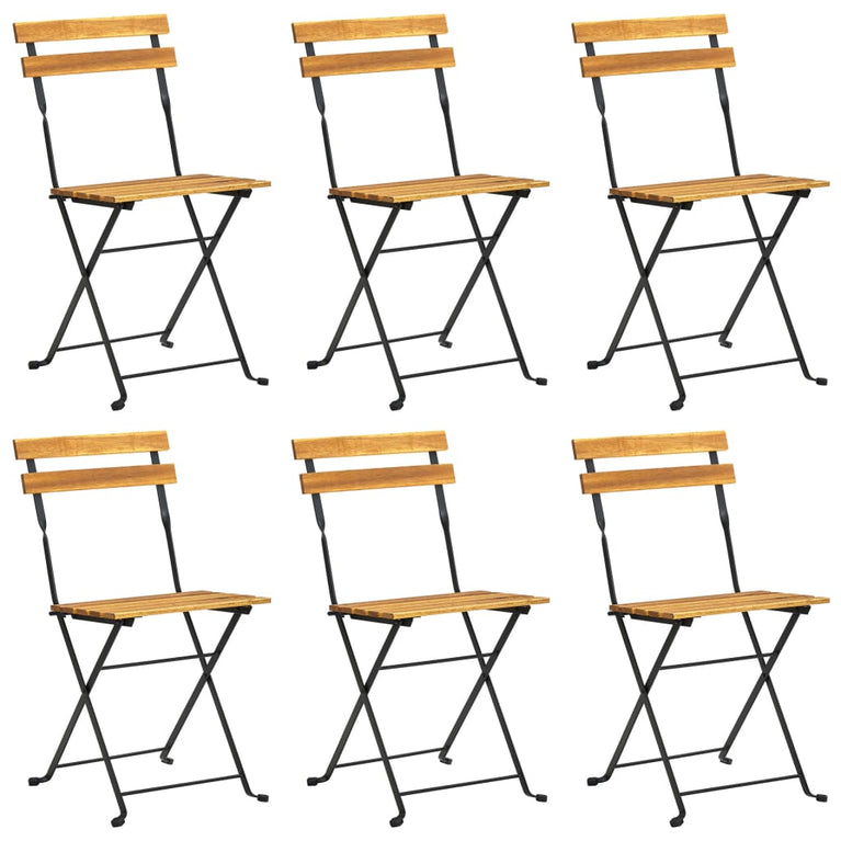 Tuinstoelen inklapbaar 6 st staal en massief acaciahout MeubelReus