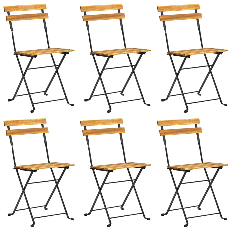Tuinstoelen inklapbaar 6 st staal en massief acaciahout MeubelReus