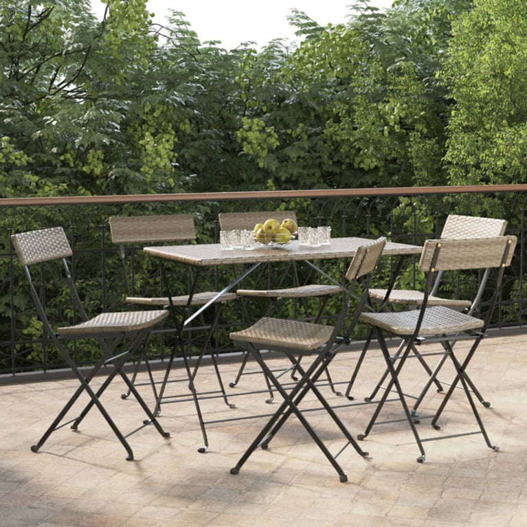 Bistrostoelen 6 st inklapbaar poly rattan en staal grijs MeubelReus