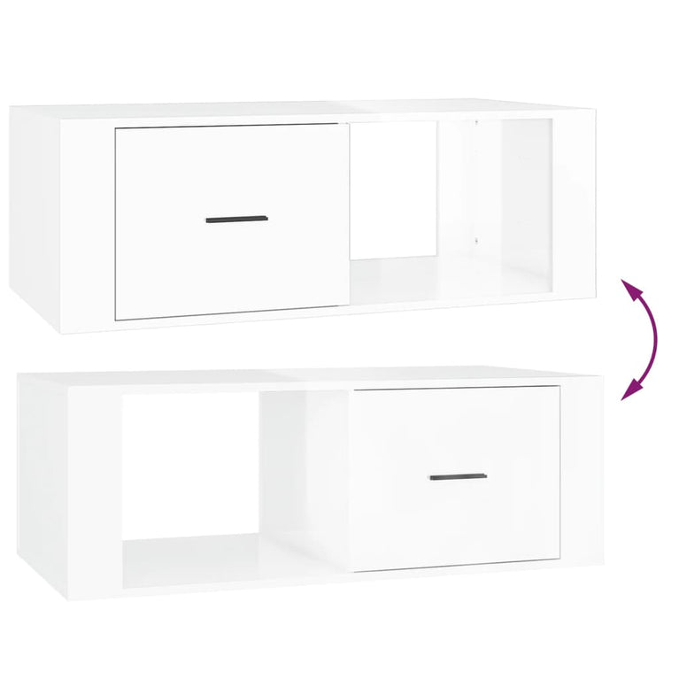 Salontafel 100x50,5x35 cm bewerkt hout hoogglans wit MeubelReus