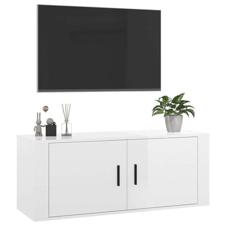 Tv-wandmeubel 100x34,5x40 cm hoogglans wit MeubelReus