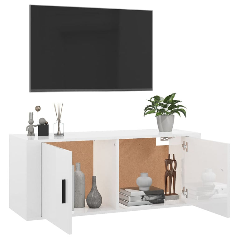 Tv-wandmeubel 100x34,5x40 cm hoogglans wit MeubelReus