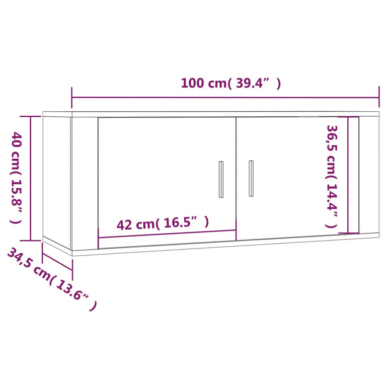 Tv-wandmeubel 100x34,5x40 cm hoogglans wit MeubelReus