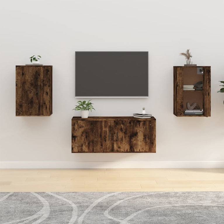 Tv-wandmeubels 2 st 40x34,5x60 cm gerookt eikenkleurig MeubelReus