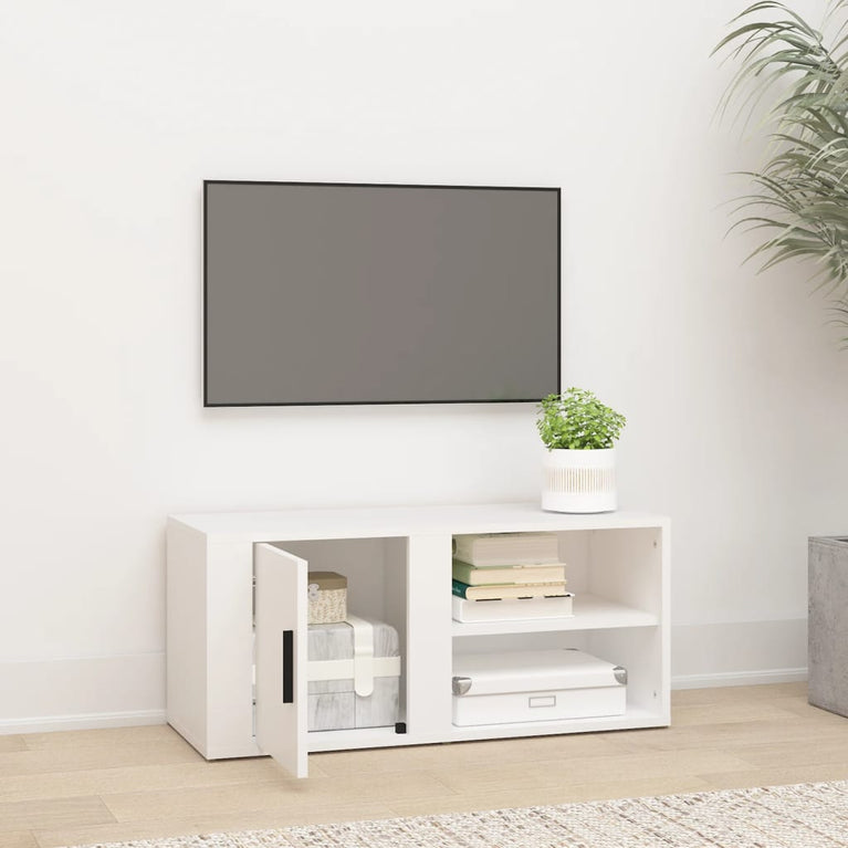 Tv-meubel 80x31,5x36 cm bewerkt hout wit MeubelReus