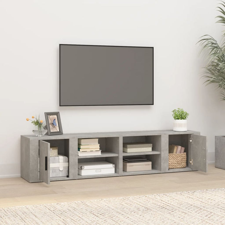 Tv-meubels 2 st 80x31,5x36 cm bewerkt hout betongrijs MeubelReus