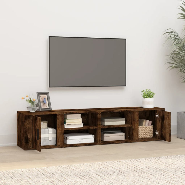 Tv-meubels 2 st 80x31,5x36 cm bewerkt hout gerookt eikenkleurig MeubelReus