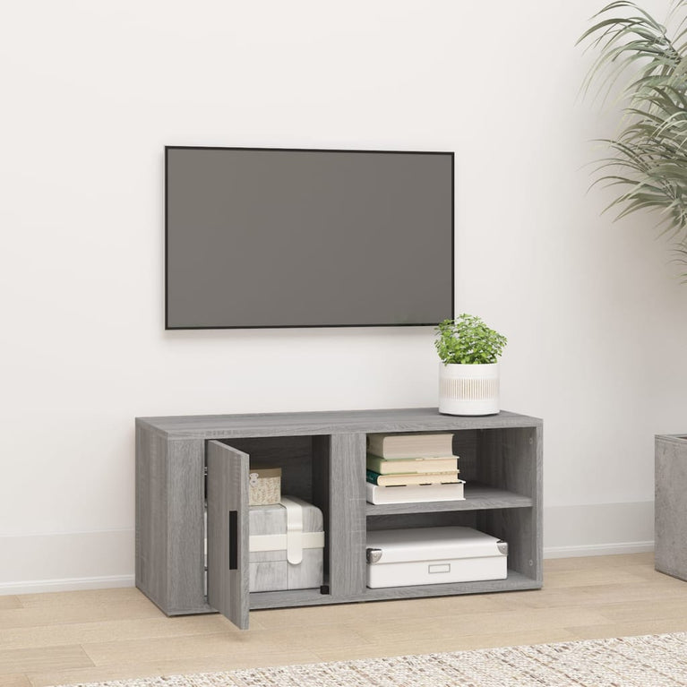 Tv-meubel 80x31,5x36 cm bewerkt hout grijs sonoma eikenkleurig MeubelReus