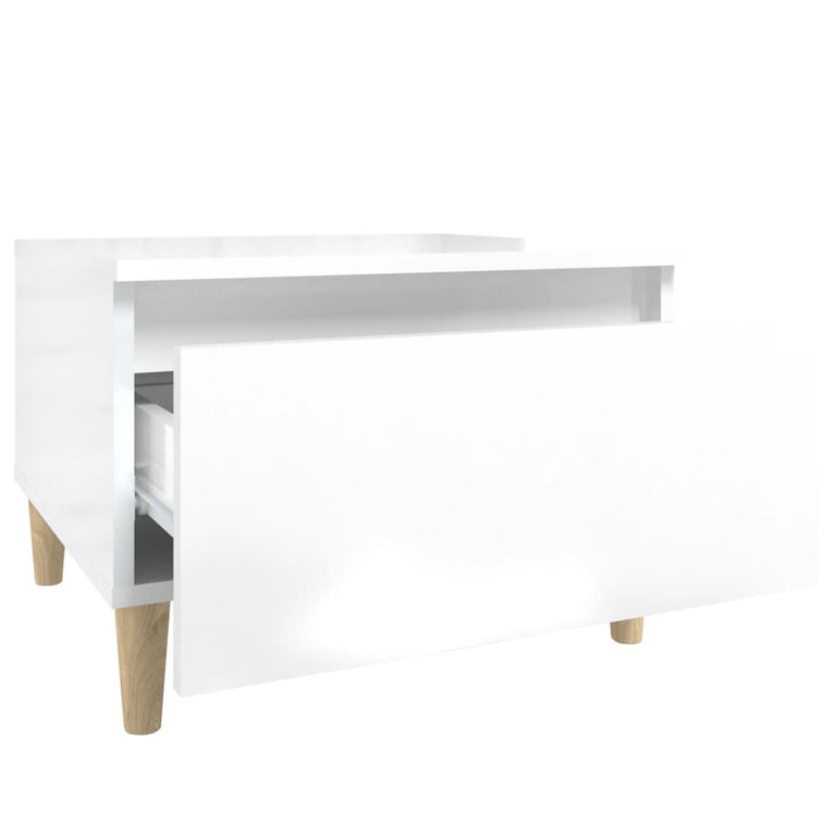 Bijzettafels 2 st 50x46x35 cm bewerkt hout hoogglans wit MeubelReus