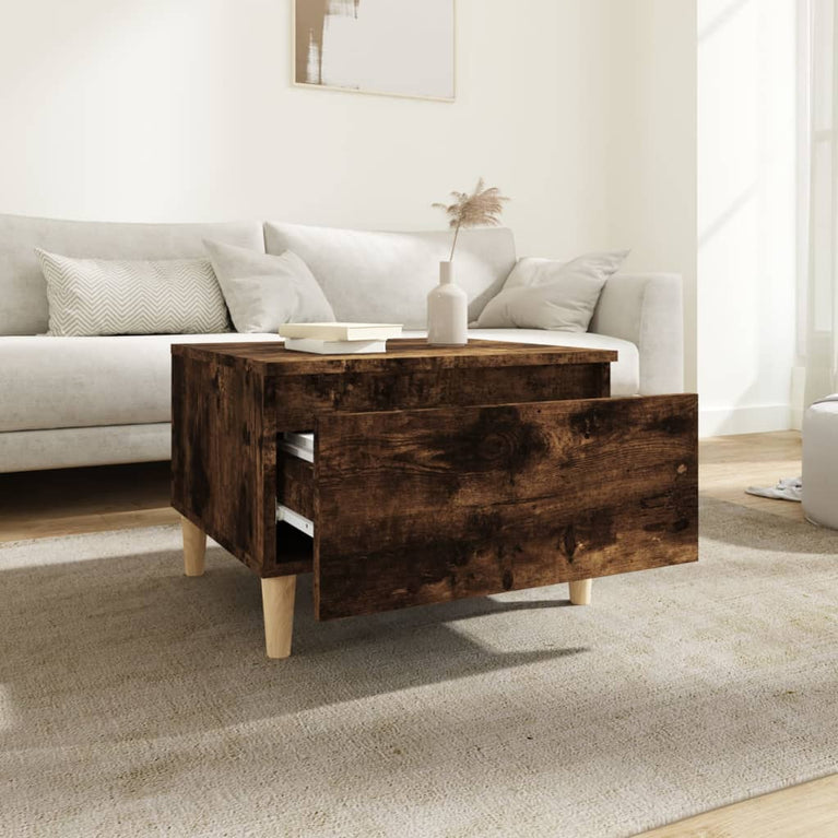 Bijzettafel 50x46x35 cm bewerkt hout gerookt eikenkleurig MeubelReus