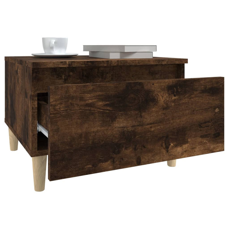 Bijzettafel 50x46x35 cm bewerkt hout gerookt eikenkleurig MeubelReus