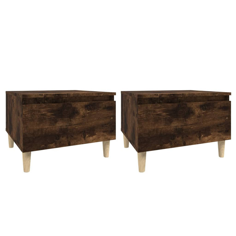 Bijzettafels 2 st 50x46x35 cm bewerkt hout gerookt eikenkleurig MeubelReus