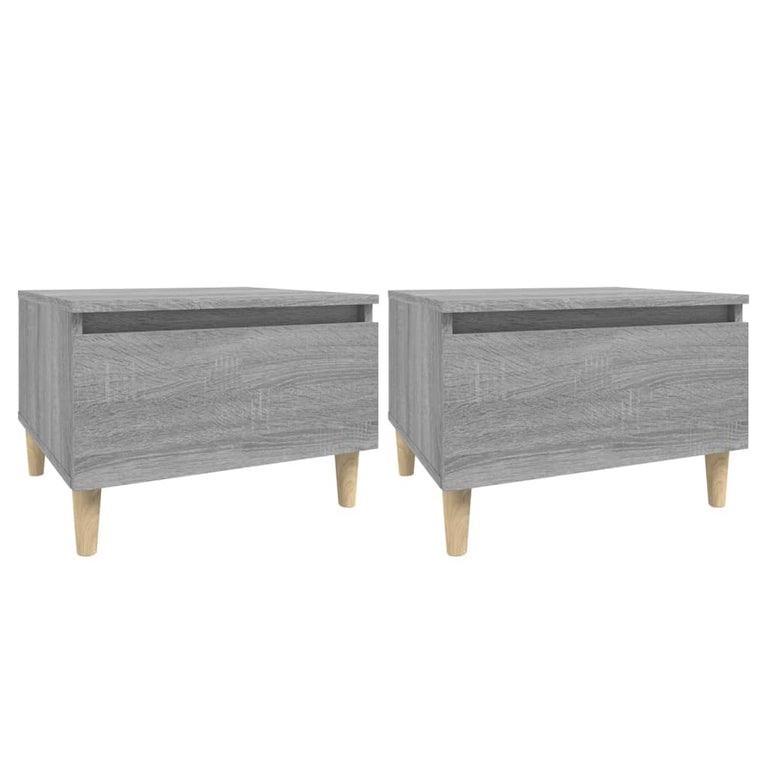 Bijzettafels 2 st 50x46x35 cm bewerkt hout grijs sonoma eiken MeubelReus