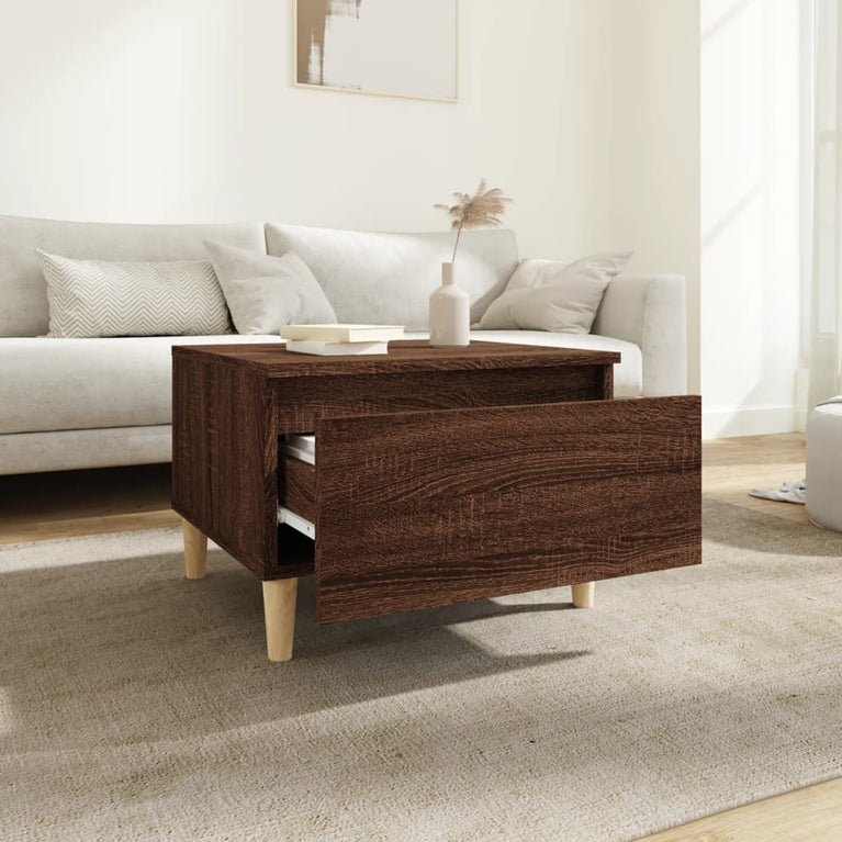 Bijzettafel 50x46x35 cm bewerkt hout bruin eikenkleur MeubelReus
