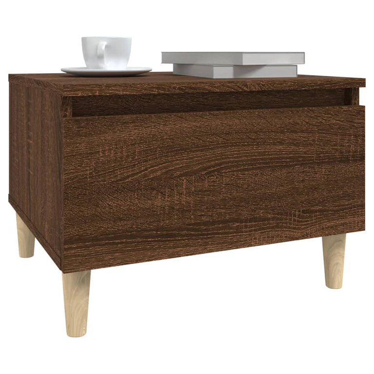 Bijzettafel 50x46x35 cm bewerkt hout bruin eikenkleur MeubelReus
