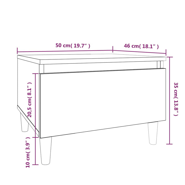 Bijzettafel 50x46x35 cm bewerkt hout bruin eikenkleur MeubelReus