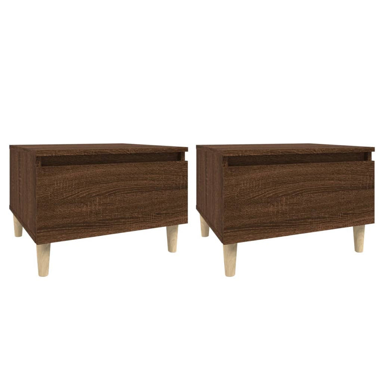 Bijzettafels 2 st 50x46x35 cm bewerkt hout bruin eikenkleur MeubelReus