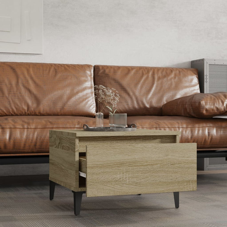 Bijzettafel 50x46x35 cm bewerkt hout sonoma eikenkleurig MeubelReus