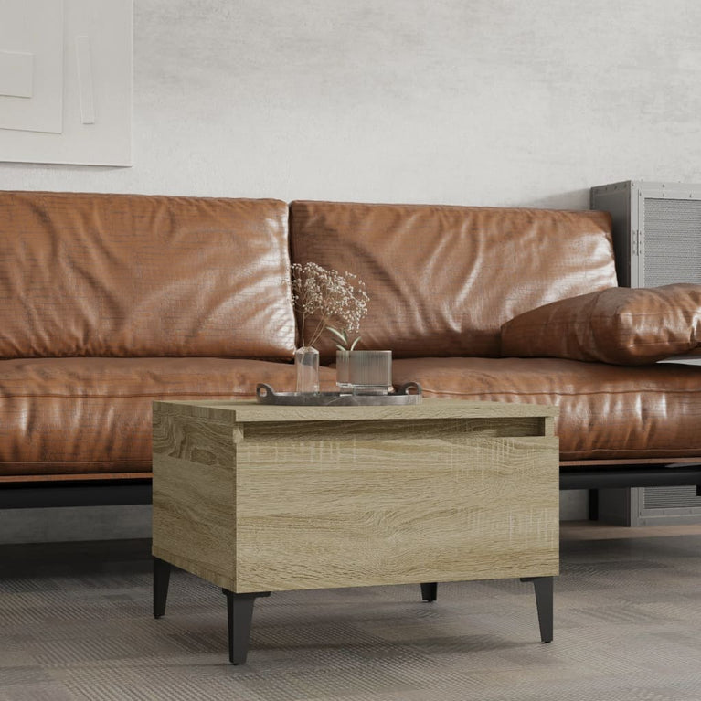 Bijzettafel 50x46x35 cm bewerkt hout sonoma eikenkleurig MeubelReus