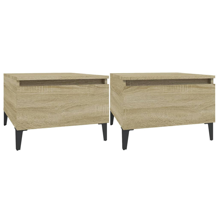 Bijzettafels 2 st 50x46x35 cm bewerkt hout sonoma eikenkleurig MeubelReus