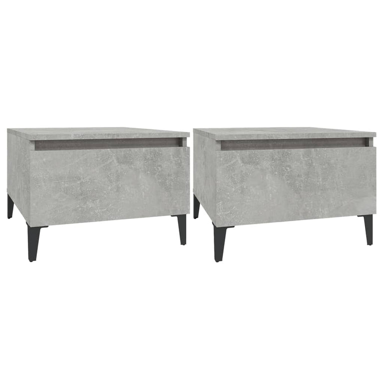 Bijzettafels 2 st 50x46x35 cm bewerkt hout betongrijs MeubelReus