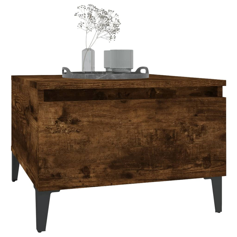 Bijzettafel 50x46x35 cm bewerkt hout gerookt eikenkleurig MeubelReus