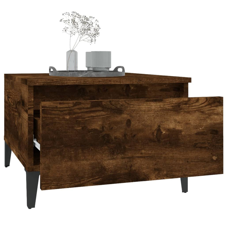 Bijzettafel 50x46x35 cm bewerkt hout gerookt eikenkleurig MeubelReus