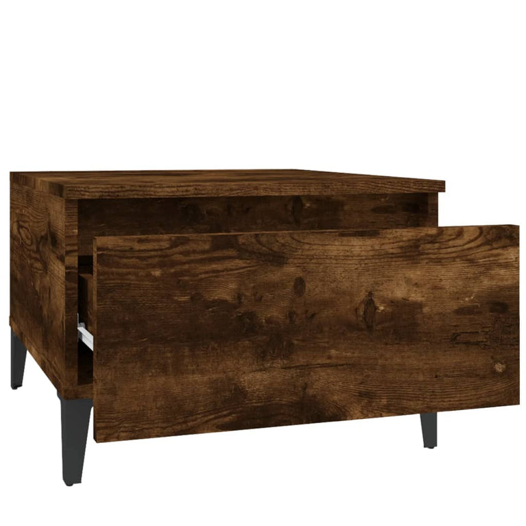 Bijzettafel 50x46x35 cm bewerkt hout gerookt eikenkleurig MeubelReus