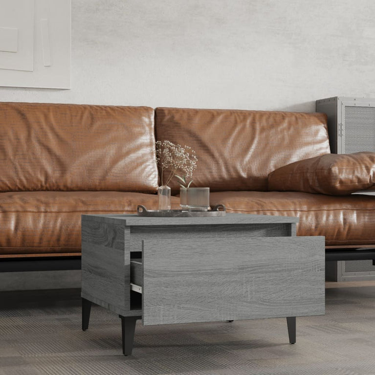 Bijzettafel 50x46x35 cm bewerkt hout grijs sonoma eikenkleurig MeubelReus