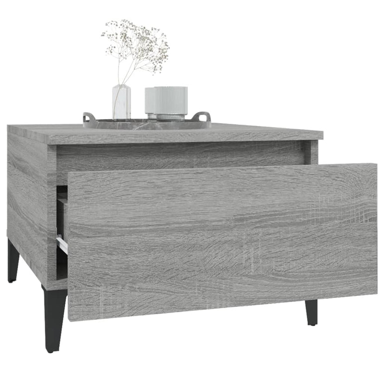 Bijzettafel 50x46x35 cm bewerkt hout grijs sonoma eikenkleurig MeubelReus