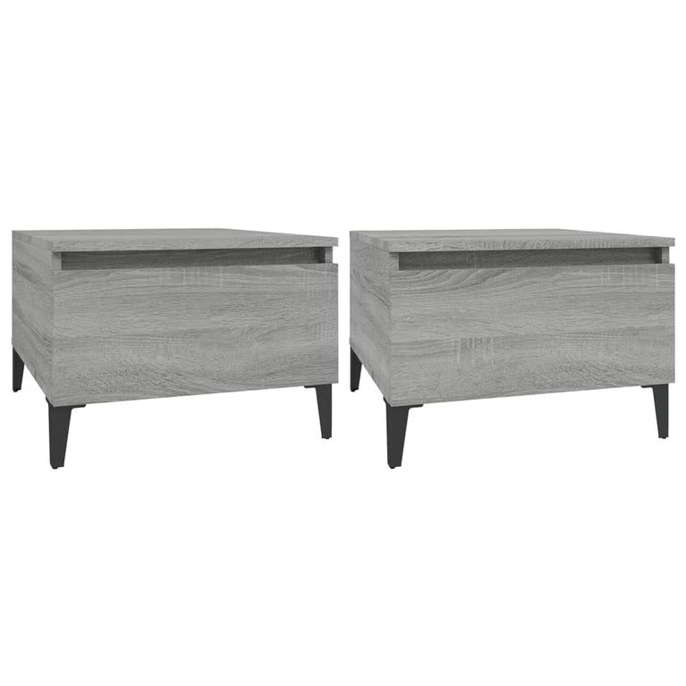 Bijzettafels 2 st 50x46x35 cm bewerkt hout grijs sonoma eiken MeubelReus