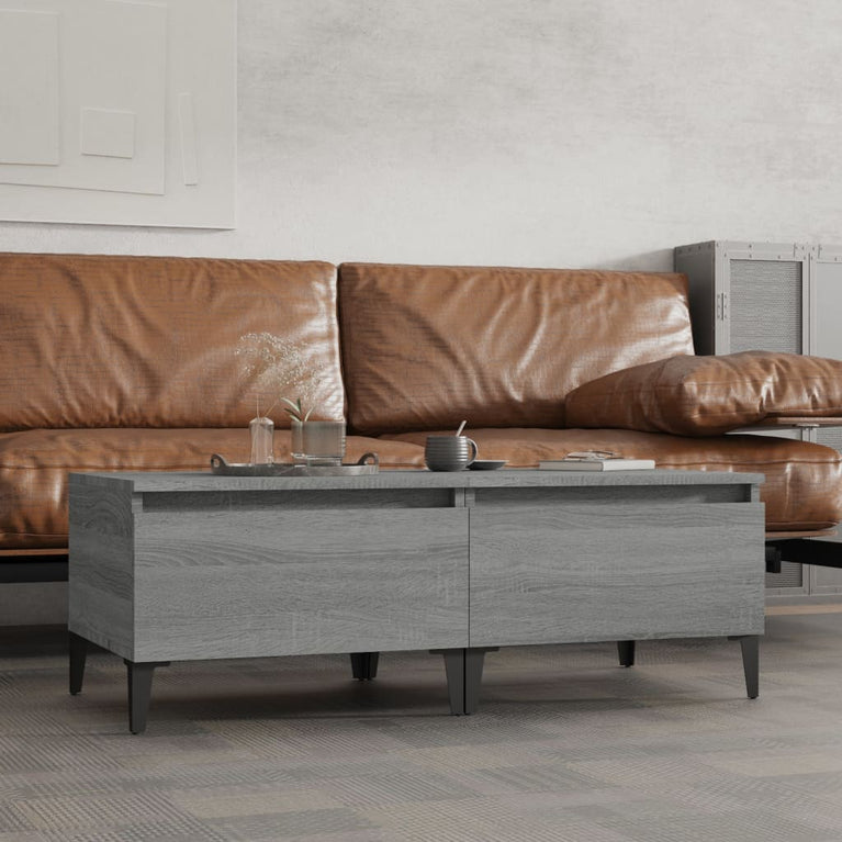 Bijzettafels 2 st 50x46x35 cm bewerkt hout grijs sonoma eiken MeubelReus