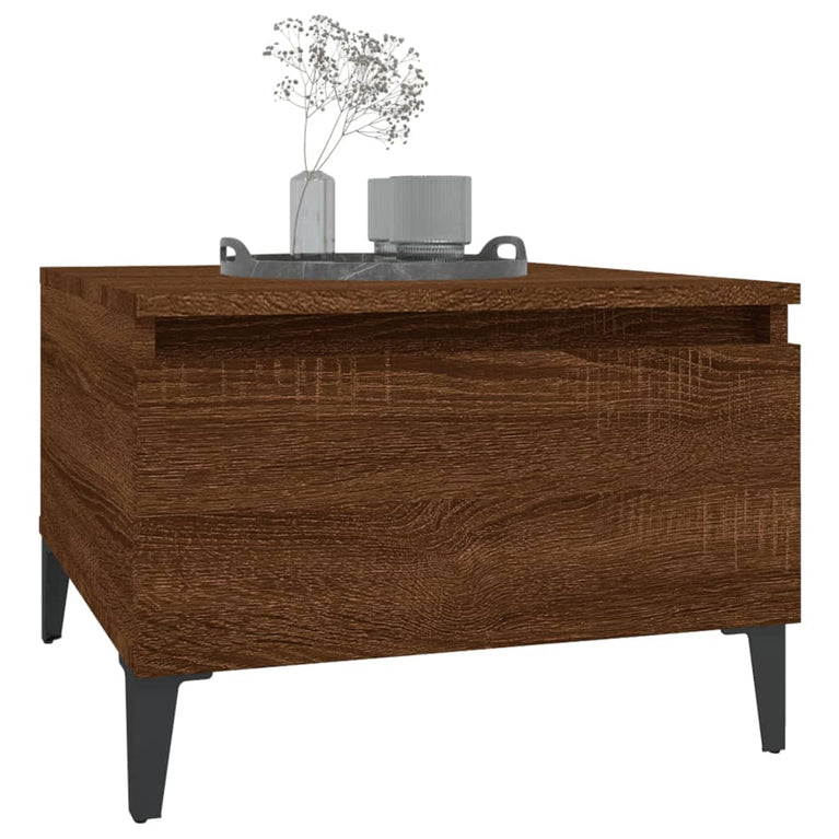 Bijzettafel 50x46x35 cm bewerkt hout bruin eikenkleur MeubelReus