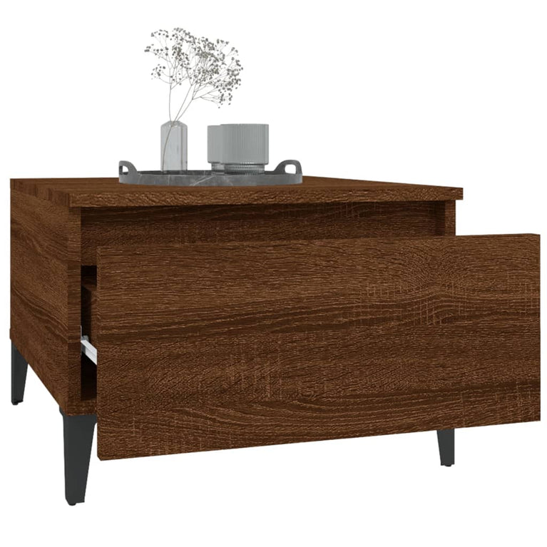 Bijzettafel 50x46x35 cm bewerkt hout bruin eikenkleur MeubelReus