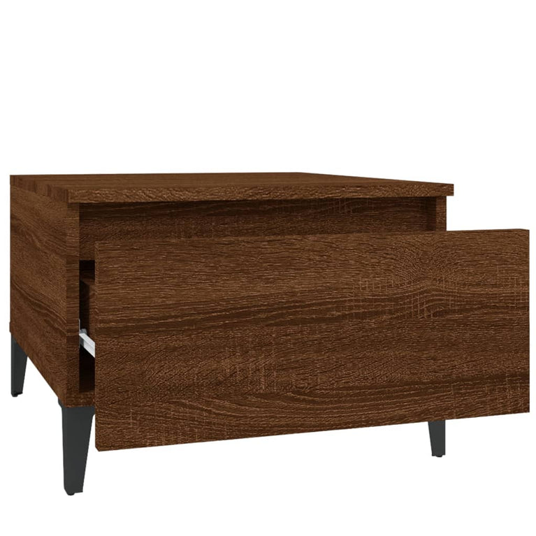 Bijzettafel 50x46x35 cm bewerkt hout bruin eikenkleur MeubelReus