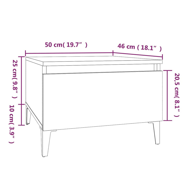 Bijzettafel 50x46x35 cm bewerkt hout bruin eikenkleur MeubelReus