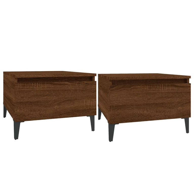 Bijzettafels 2 st 50x46x35 cm bewerkt hout bruin eikenkleur MeubelReus