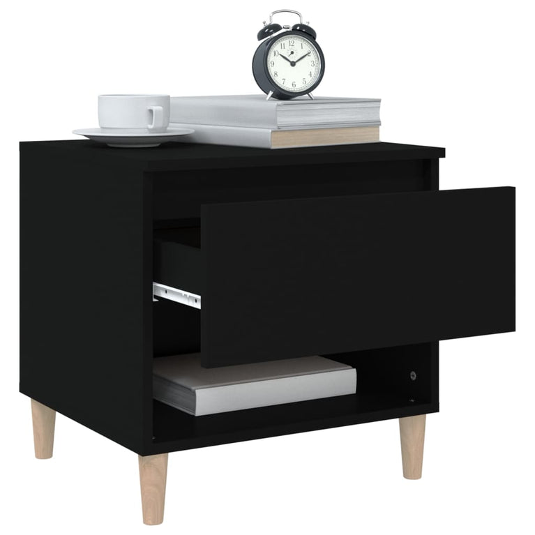Nachtkastjes 2 st 50x46x50 cm bewerkt hout zwart MeubelReus
