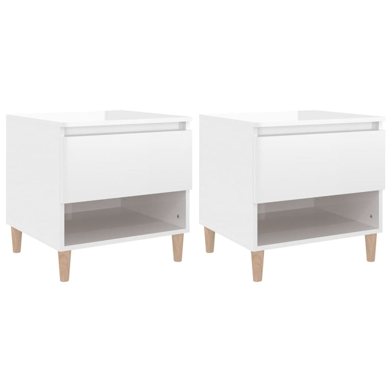 Nachtkastjes 2 st 50x46x50 cm bewerkt hout hoogglans wit MeubelReus