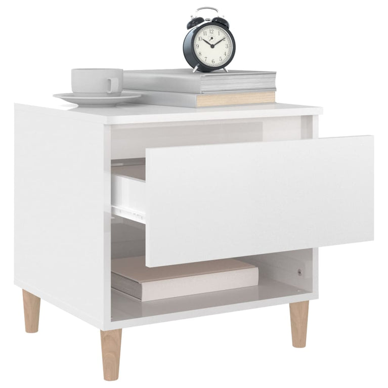 Nachtkastjes 2 st 50x46x50 cm bewerkt hout hoogglans wit MeubelReus