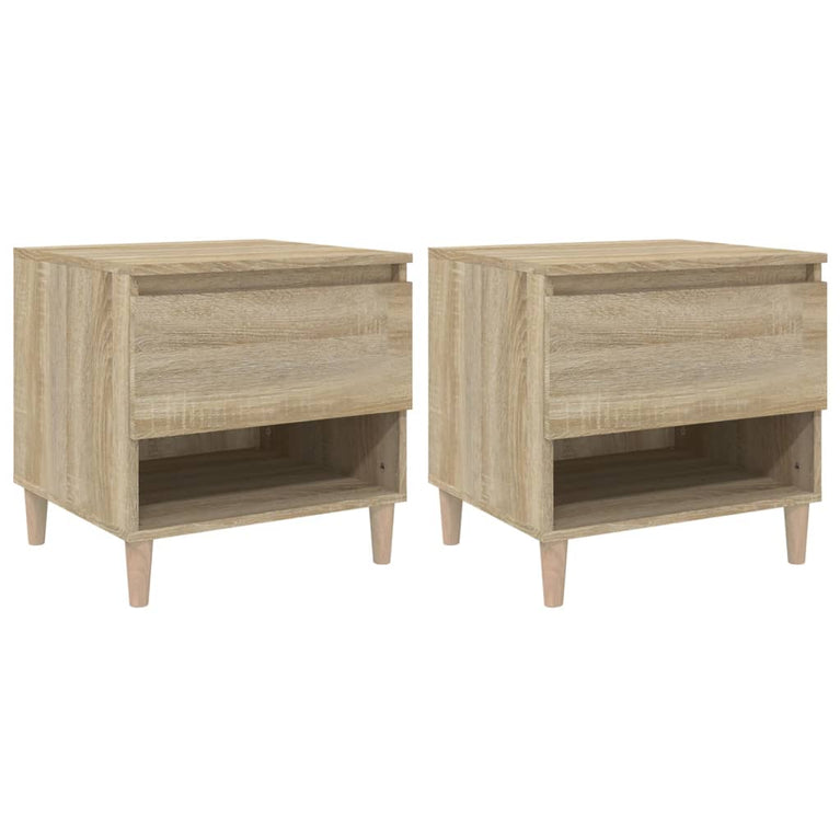 Nachtkastjes 2 st 50x46x50 cm bewerkt hout sonoma eikenkleurig MeubelReus