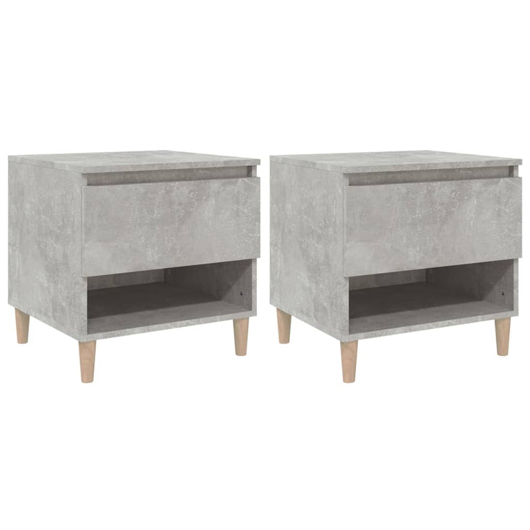 Nachtkastjes 2 st 50x46x50 cm bewerkt hout betongrijs MeubelReus