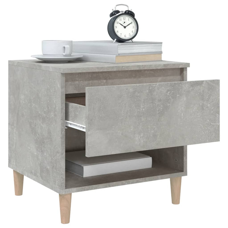 Nachtkastjes 2 st 50x46x50 cm bewerkt hout betongrijs MeubelReus
