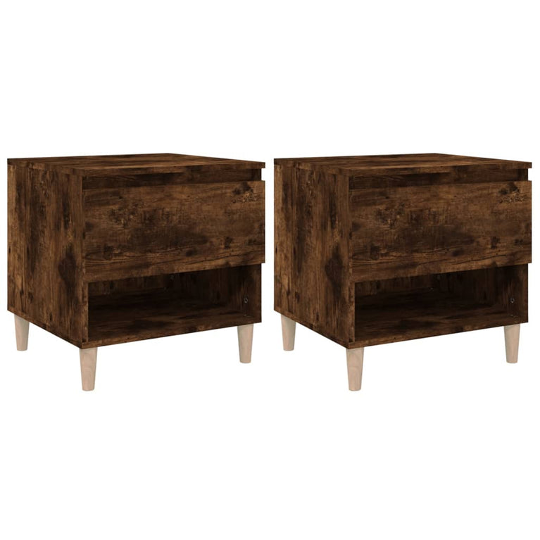 Nachtkastjes 2 st 50x46x50 cm bewerkt hout gerookt eikenkleurig MeubelReus