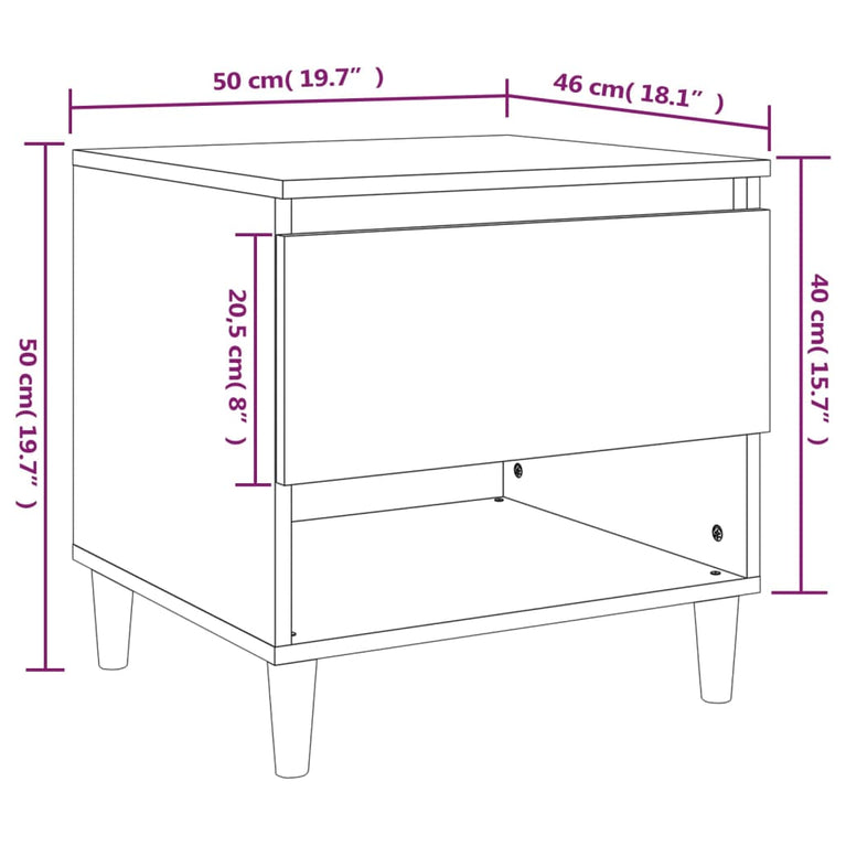 Nachtkastjes 2 st 50x46x50 cm bewerkt hout gerookt eikenkleurig MeubelReus