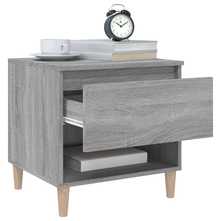 Nachtkastje 50x46x50 cm bewerkt hout grijs sonoma eikenkleur MeubelReus