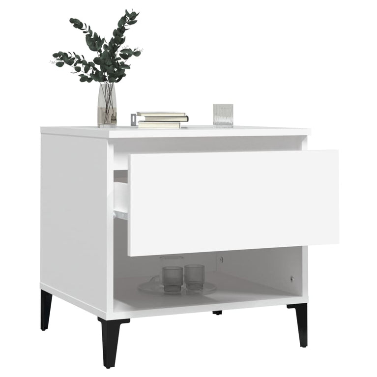 Bijzettafels 2 st 50x46x50 cm bewerkt hout wit MeubelReus